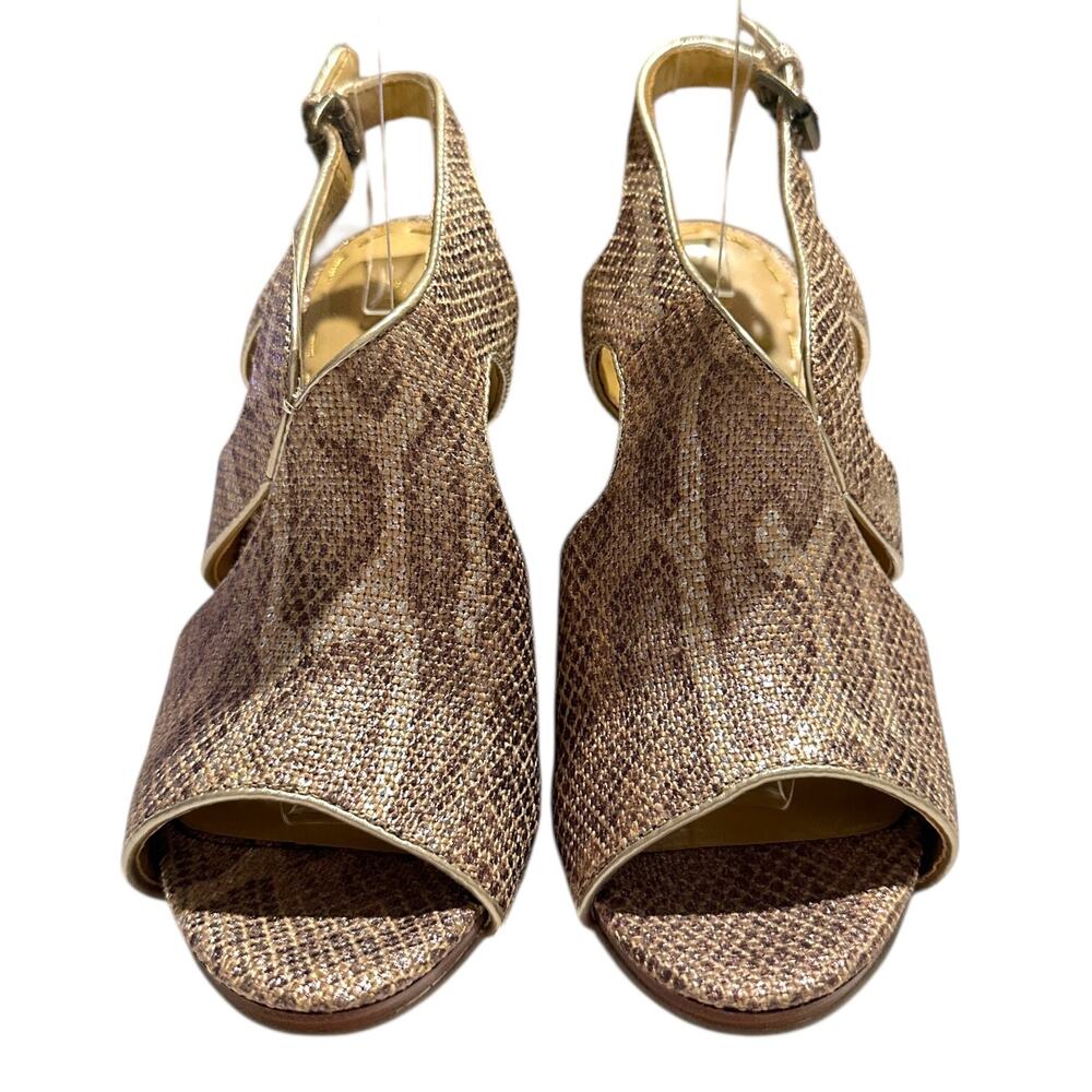 Nine West MISS PRISS Open Toe Ankle Strap Chunky Heel Snake Heels Size 7M - Picture 3 of 8